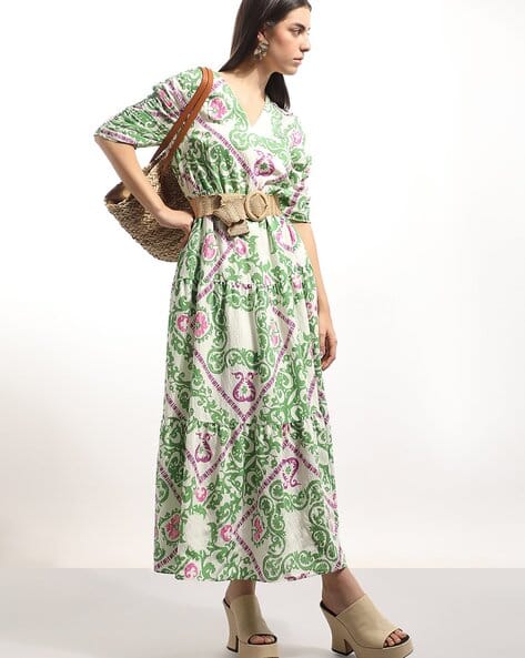slim fit dress slacks Multi-Colour Printed Midi Dress