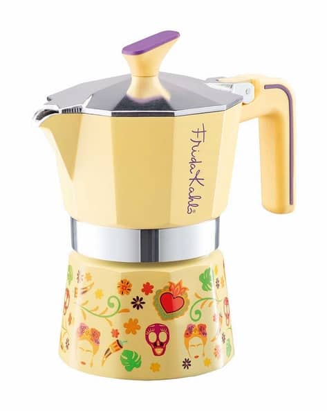 Buy Pedrini Glossy Aluminium Printed Moka Pot Yellow Color Home
