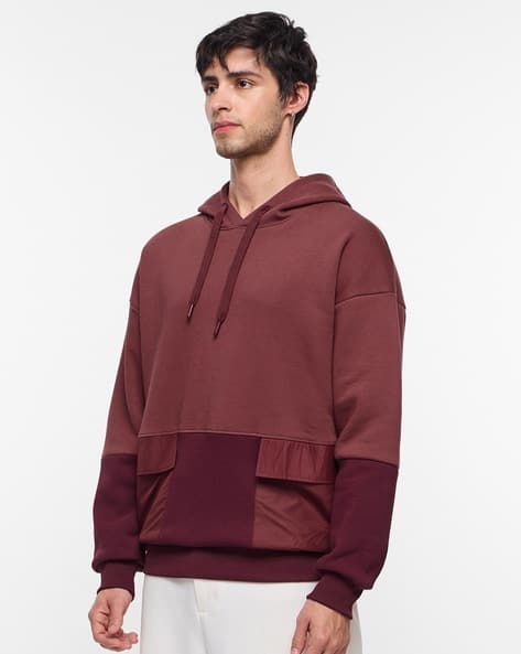 Men Oversized Fit Colour-block Hoodie