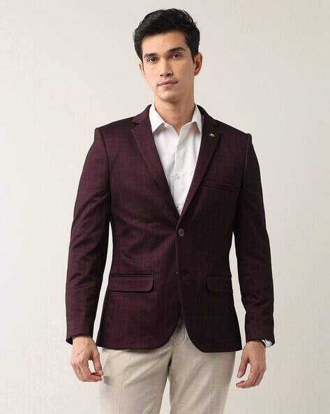 Mens Blazer Red Checked Blazer Dress Ad By Arvind Men Checked Blazer With Full Sleeves For Men (Red, 40)