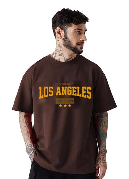 GENZY Men Typographic Print Oversized Fit Crew-Neck T-Shirt