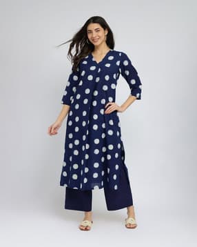 pink fort Women Polka-Dot Print Straight Kurta & Pants Set-picture-23