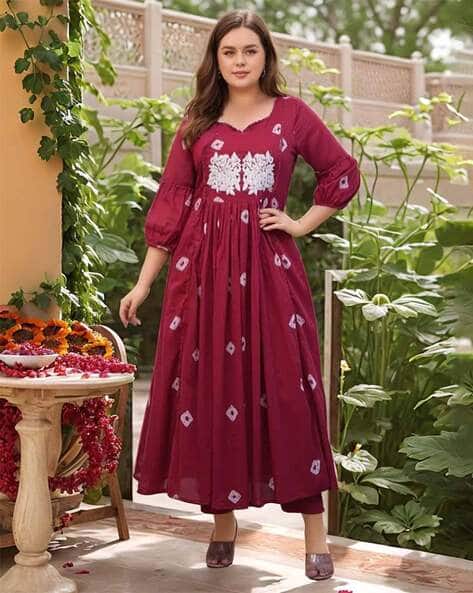 SVARAA Women Rayon Embroidery Anarkali Kurta Set