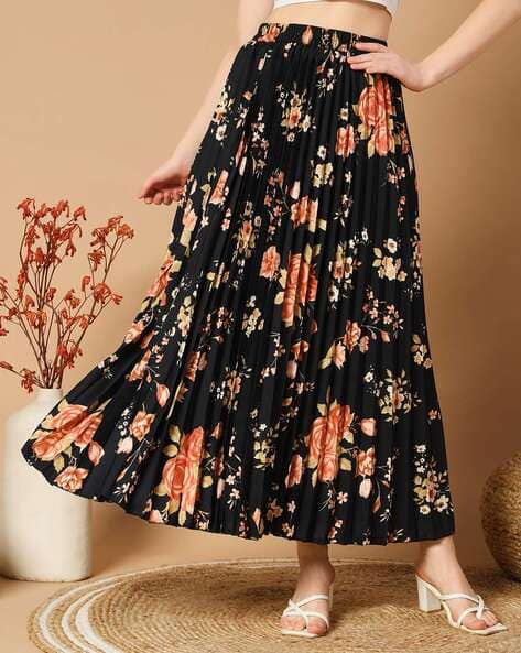 Line Skirt Floral Midi Skirts Online Shein Midi Length Floral - Main Image