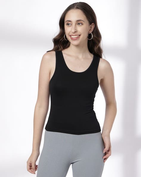 SuperPrity Women's Ribbed Tank Top - Scoop Neck Sleeveless Slim Fit Basic Shirt For Summer Outfits