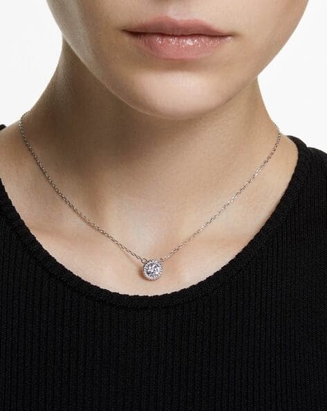 Rhodium-Plated Round Cut Constella Pendant Chain