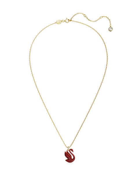 Gold-Plated Crystal Iconic Swan Pendant with Chain