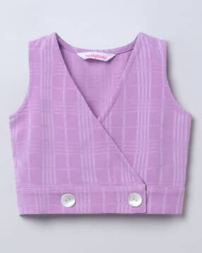 taffykids Girls Checks Wrap Top-picture-11