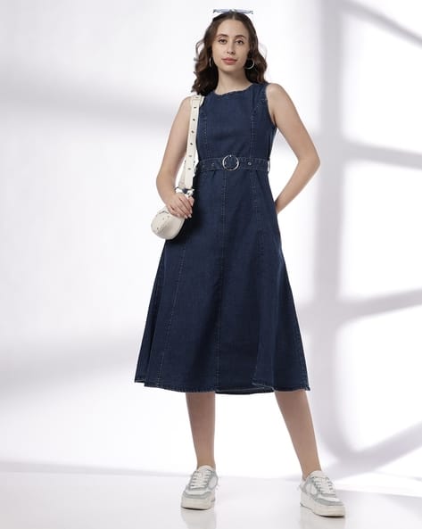 Buy RIO Women Washed Belted Denim Shi... Online | Ajio.com