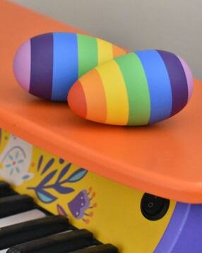 Set of 2 Rainbow Wooden Egg Shakers