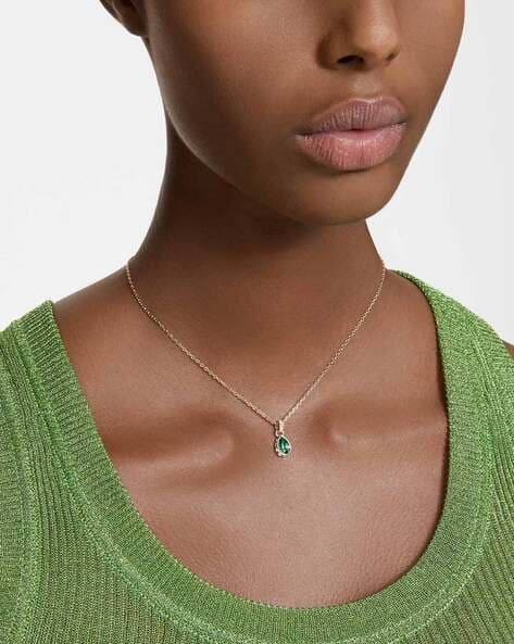 Gold-Plated Pear Cut Stilla Pendant with Chain