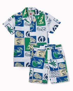 gini & jony Tropical Print Shirt & Shorts Set-picture-23