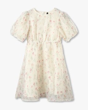 Girls Floral Print Fit & Flare Dress