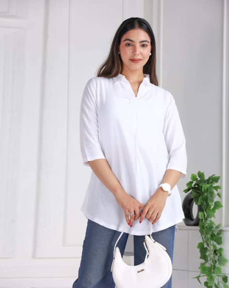 Buy White Shirts, Tops Tunic for Women by MLADA Online