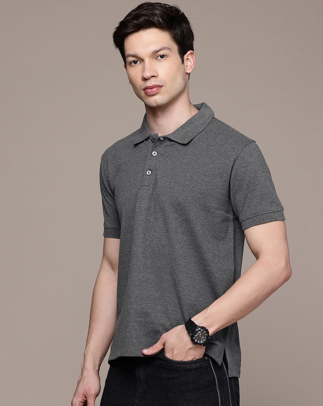 Buy SYMBLANCE Men Regular Fit Polo T-shirt Online | Ajio.com