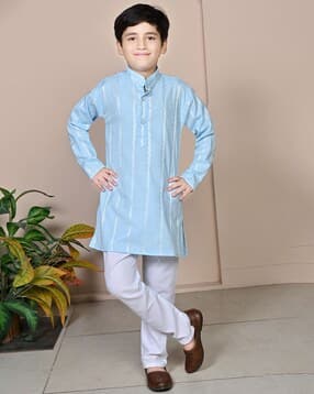 pixie n prince Boys Stripes Kurta Pyjama Set-picture-18
