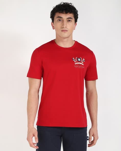 TOMMY HILFIGER Men Crest Interlock Regular Fit Crew-Neck T-Shirt