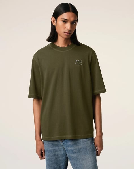 Tシャツ・カットソー AMI PARIS Olive green wool oversize shirt Buy Ami Paris Alexandre Mattiussi Oversized T-Shirt | Olive