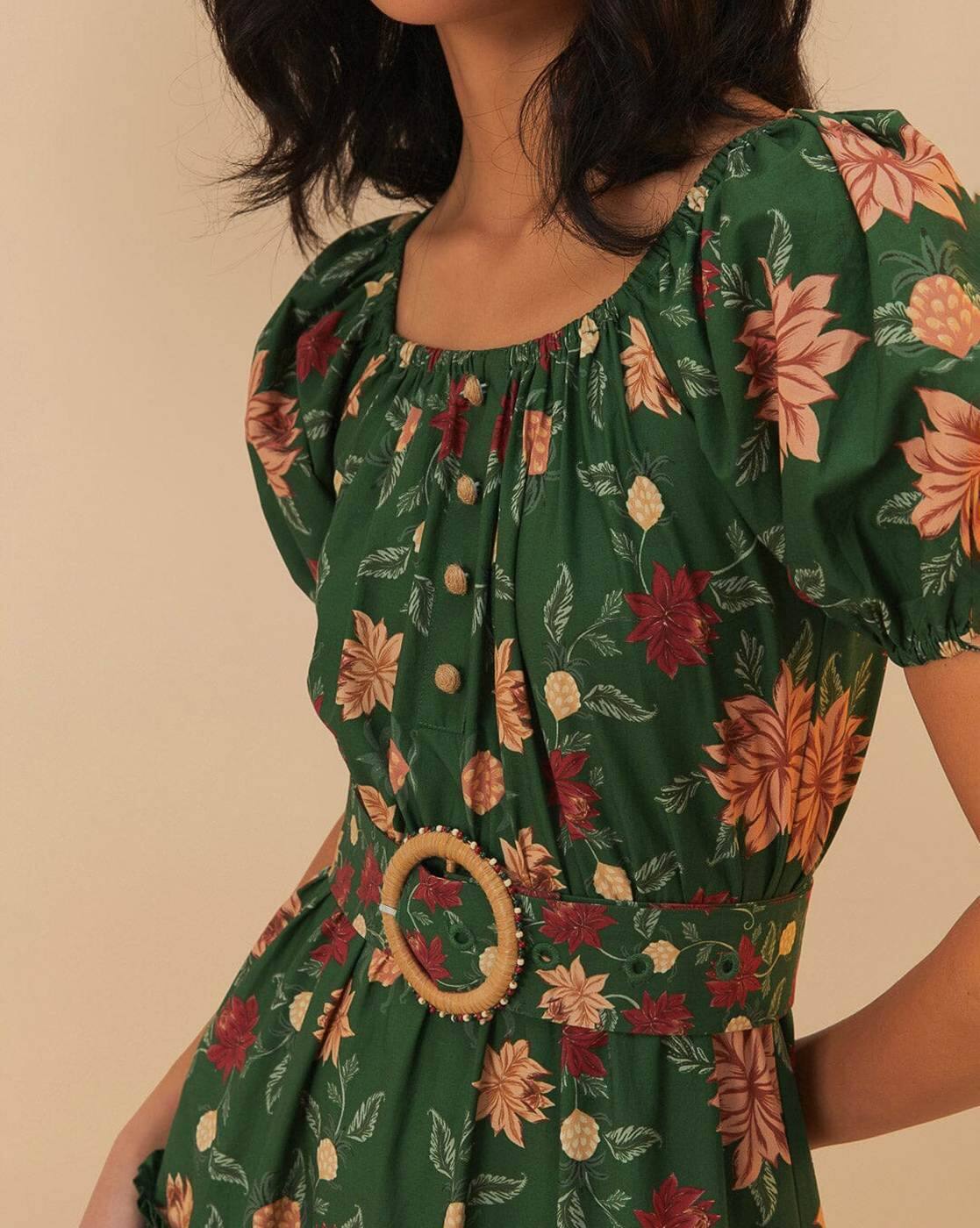 green pineapple garden organic cotton maxi dress Green Pineapple Embroidered Tunic Maxi Dress FARM Rio