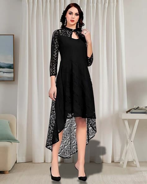ZELZIS Women High Neck A-line Dress