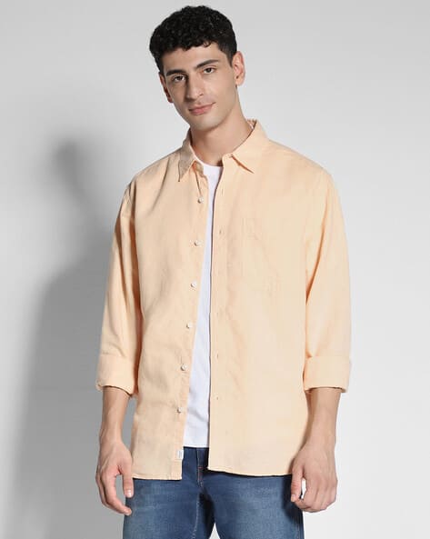 Men Regular Fit Shirt with Patch Pocket