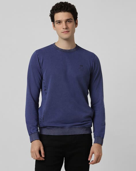 PETER ENGLAND Men Brand Print Slim Fit Crew-Neck Sweatshirt