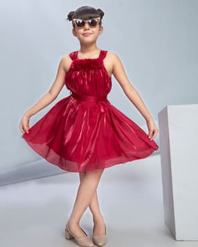 Girls A-Line Dress with Belt-image-41