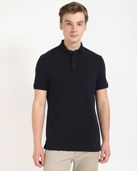 TOMMY HILFIGER Men Tonal Monotype Regular Fit Polo T-Shirt
