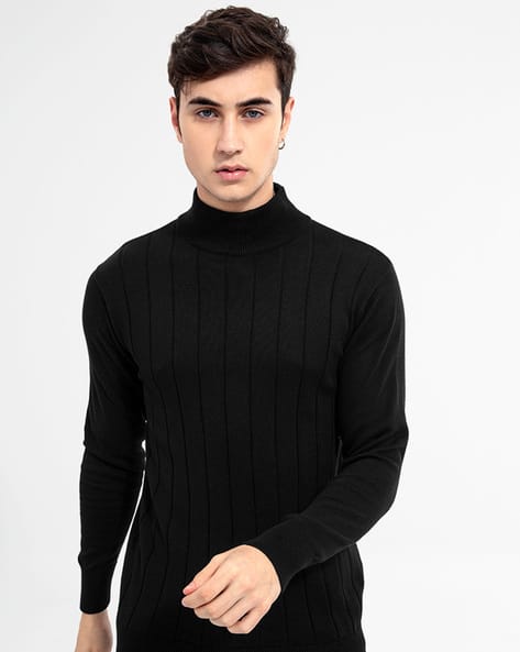Ribbed Turtle-Neck Pullover