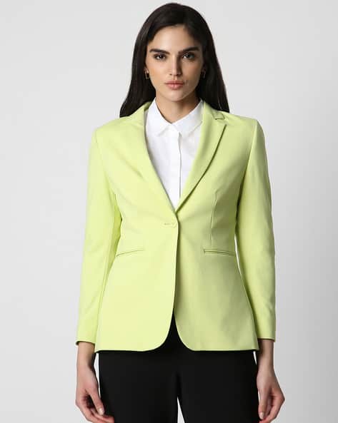 Van Heusen Ladies Green Blazer VAN HEUSEN Solid Single Breasted