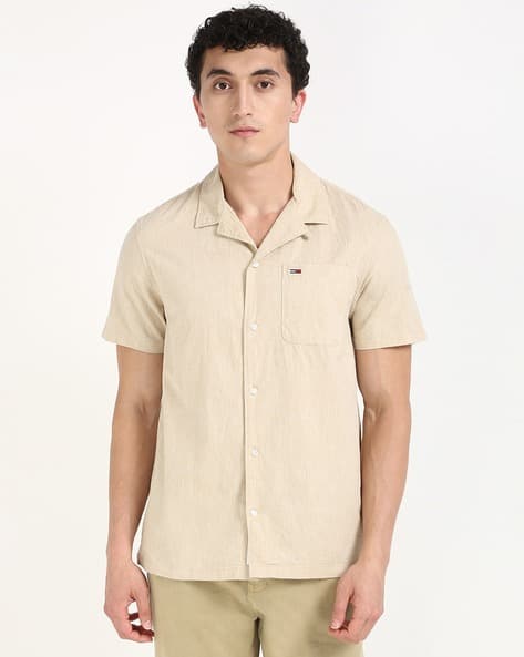 TOMMY HILFIGER Men Regular Fit Cotton Shirt with Patch Pocket
