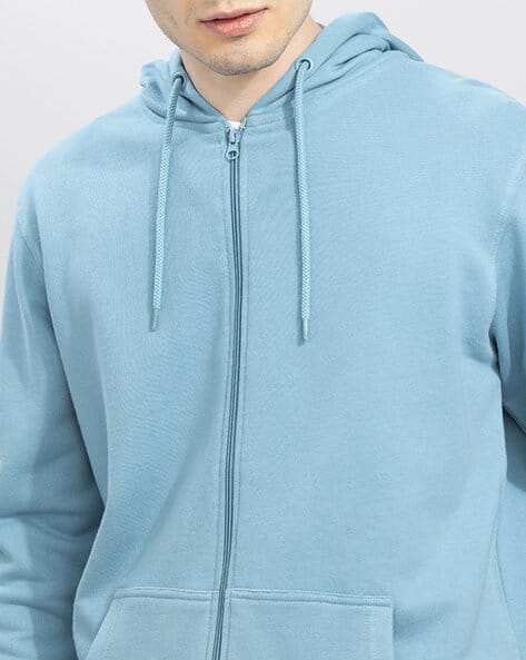 Zip-Front Hoodie with Split-Kangaroo Pockets