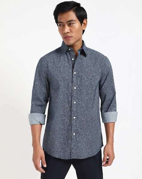 TOMMY HILFIGER Men Floral Print Flex Poplin Linr Regular Fit Shirt