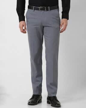 peter england Men Slim Fit Flat-Front Trousers-picture-15