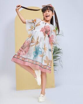 peppermint Girls Floral Print A-Line Dress-picture-41
