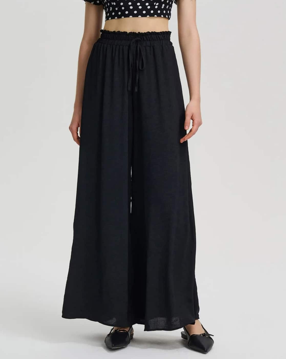 Women Relaxed Fit Pants with Elasticated Waist