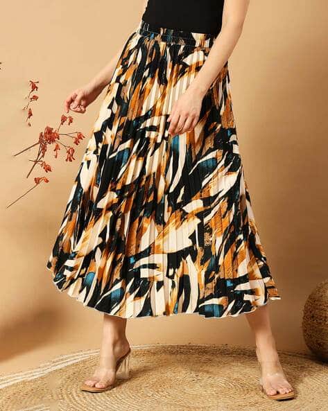 Women Midi Printed A-line Skirt