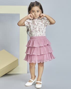 peppermint Girls Floral Print Top & Skirt Set-picture-14
