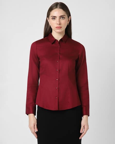 Buy VAN HEUSEN Women Regular Fit Formal Shirt Online | Ajio.com