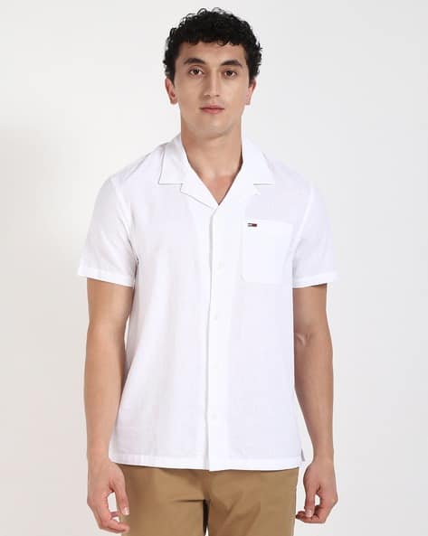 TOMMY HILFIGER Men Camp Ext Heathered Regular Fit Shirt with Patch Pocket