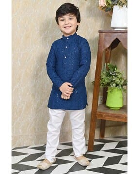 pixie n prince Boys Embellished & Embroidery Kurta Pyjama Set-picture-29