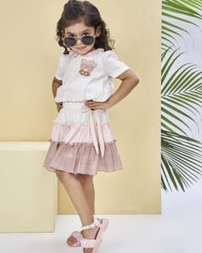 Girls Embroidered Skirt & Top Set-image-0