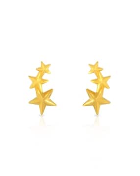 Women Yellow Gold Mini Star Stud Earrings