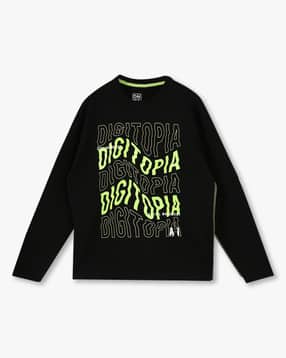 Boys Typographic Print Boxy Fit Crew-Neck T-Shirt-image-3
