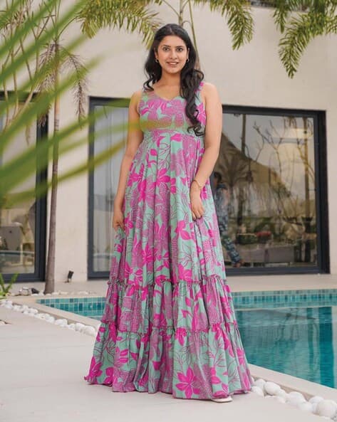 Buy Aqua Dresses Gowns for Women by CaniBani Online