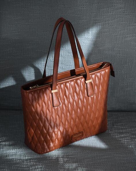 Buy Accessorize London Quilted Tote Bag with Zip Closure Online