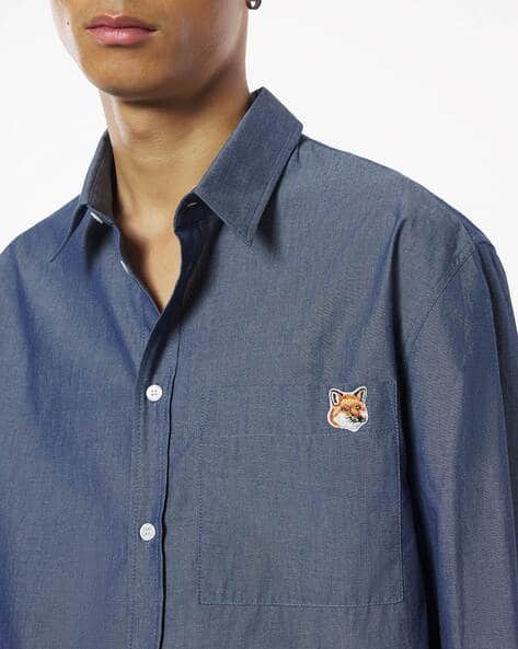 シャツ Maison Kitsune Indigo Cotton Shirt RELAXED SHORT SLEEVE SHIRT | Maison Kitsuné
