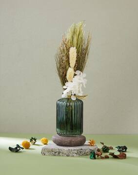 Fabindia Green Gulmohar Dried Flowers Bud Vase with Flower-picture-11