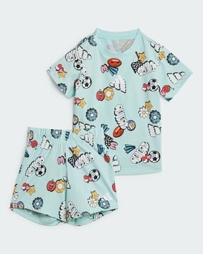 adidas kids Boys I Fun All-Over Print Cotton T-Shirt & Shorts Set-picture-44