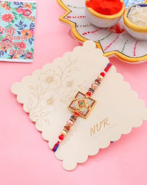 NVR Men Tie-Up Thread Rakhi with Roli Chawal